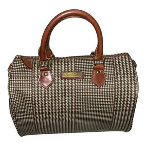 Polo Ralph Lauren Vintage Boston Duffel Top Handle Houndstooth Travel Bag